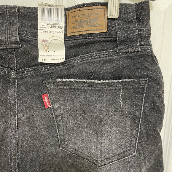 Vintage Levi's 504 Slouch Skinny Black Mid Rise Stretch Size 9M NWT Y2K Grunge - Picture 4 of 9